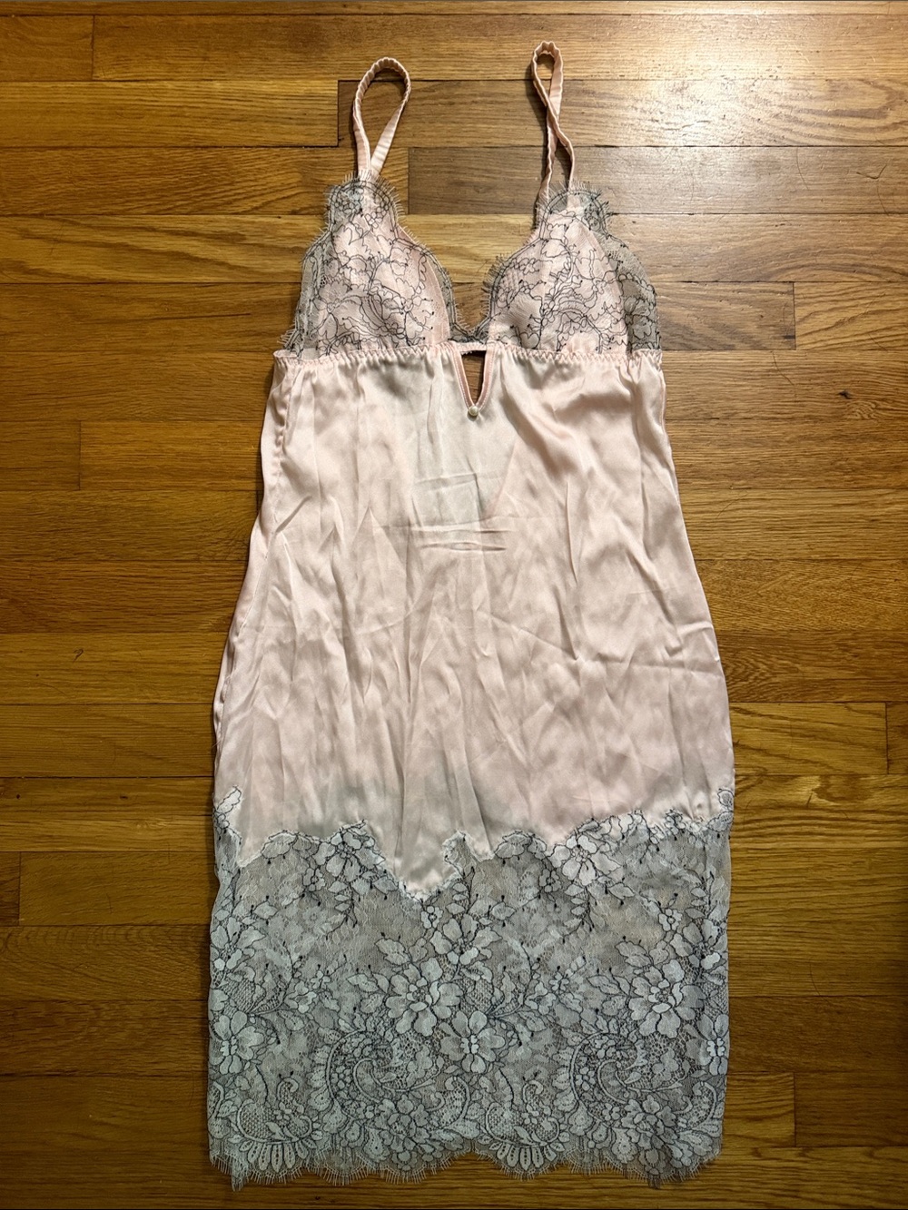 RARE Elf Zhou Delicate Pink Lace Trim Slip Dress